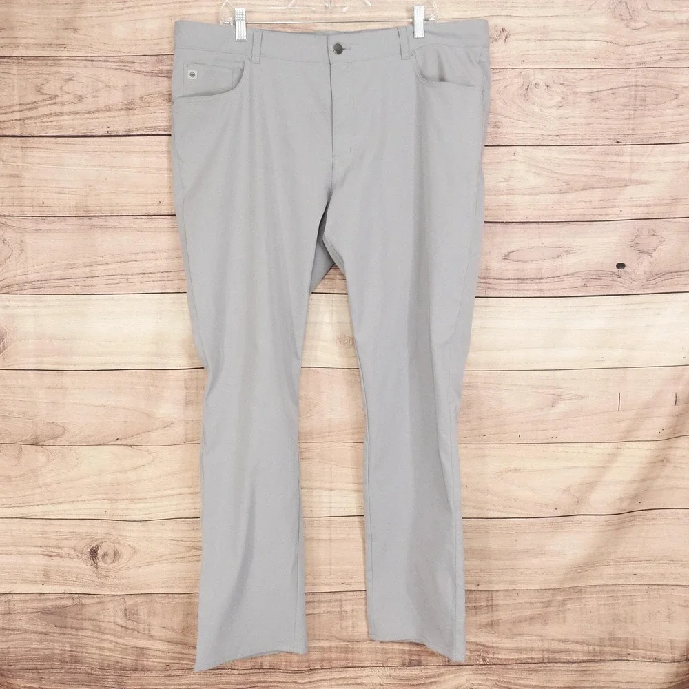 Peter Millar Golf Pants Mens 40x32 Gray Microfiber 5 Pocket Casual Business